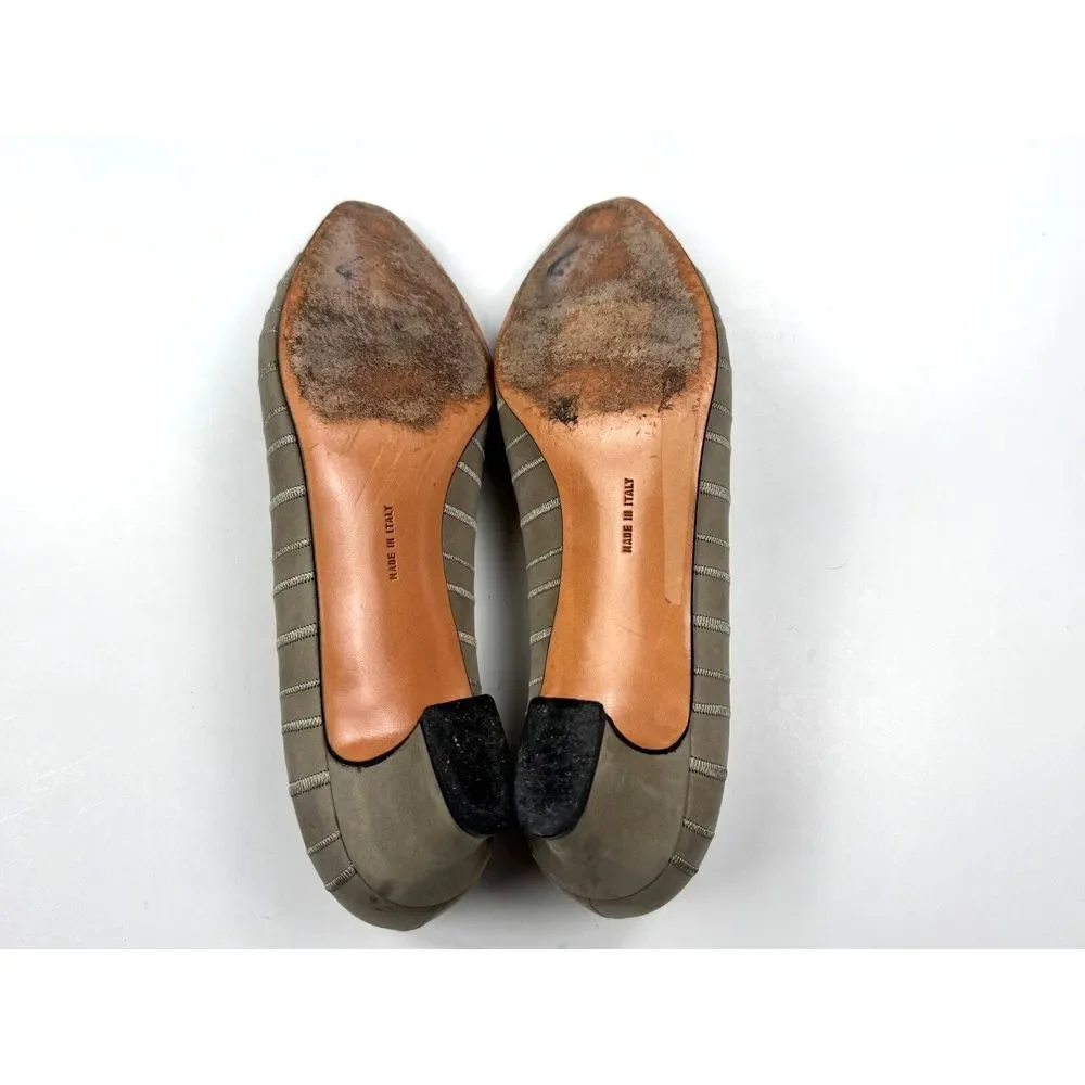 Salvatore Ferragamo Suede Pumps Women 9.5 B‎ Gray Heels Almond Toe